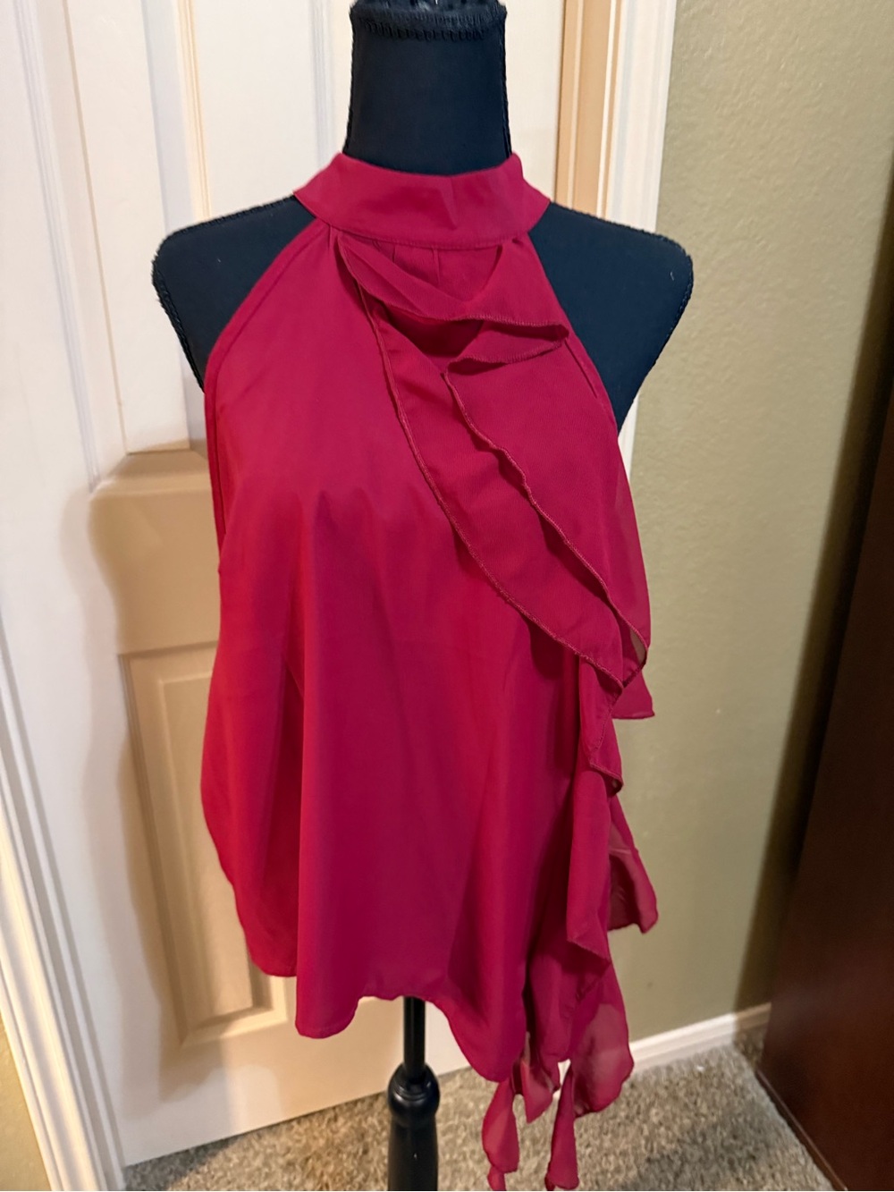 SHEIN  Wine Ruffle Halter Camisole